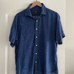 Neiman Marcus Men's Navy Polka Dot Shirt